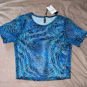 NWT Kendall + Kylie mesh palm print shirt